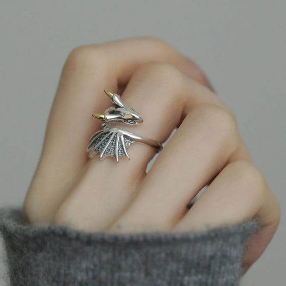 1pc Men's Retro Flying Dragon Finger Ring Fashion Party Jewelry