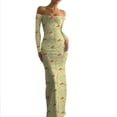 thumbnail image 1 of Women‘s Solid Color Long Sleeve Off Shoulder Strapless Party Dress, 1 of 2