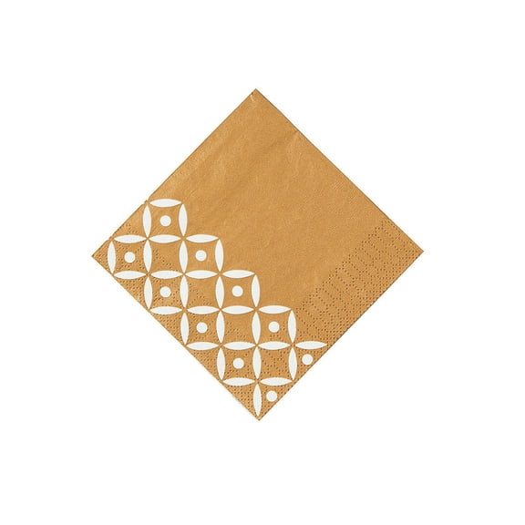 Gold Geometric Bev Napkin - Party Supplies - 16 Pieces