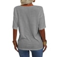 thumbnail image 3 of Langwyqu Half Sleeve Women V Neck Shirt Summer Female Solid Color Loose Tops, 3 of 4