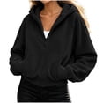 thumbnail image 6 of Nowekniz Womens Oversized Half Zip Fleece Hoodie, Long Sleeve Cropped Quarter Zip Pullover Sweatshirt, Warm Fall Winter Casual & Gym Training Hooded Top, 6 of 6
