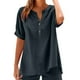 thumbnail image 2 of Camisa gris para mujer,Conjunto de top y pantalón corto de manga corta holgado e informal para mujer, 100 % poliéster, cuello en V, ideal para el hogar, sopatenor, 2 of 8