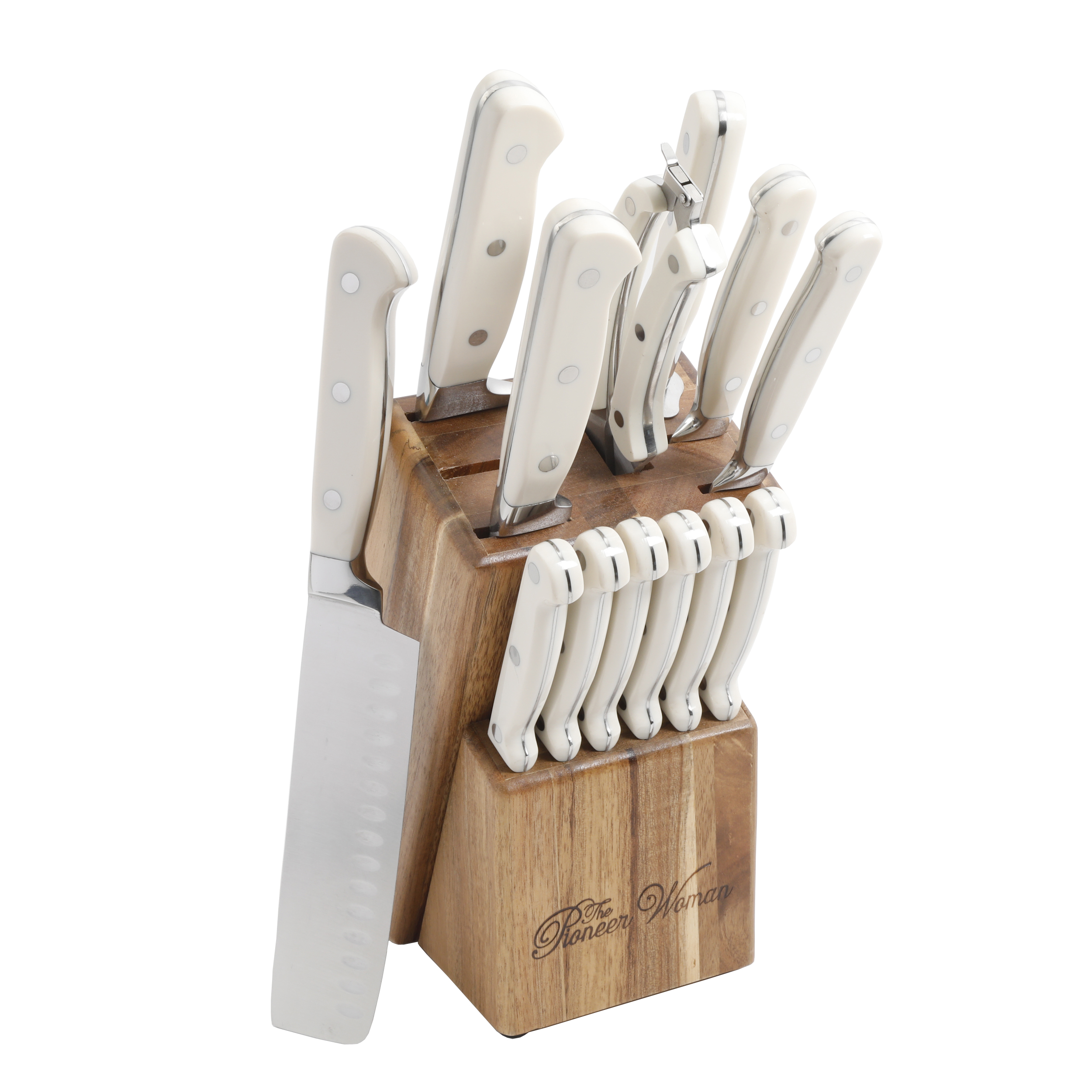 The Pioneer Woman Frontier Collection 14-Piece Cutlery Set with Wood Block, Linen - image 3 of 9