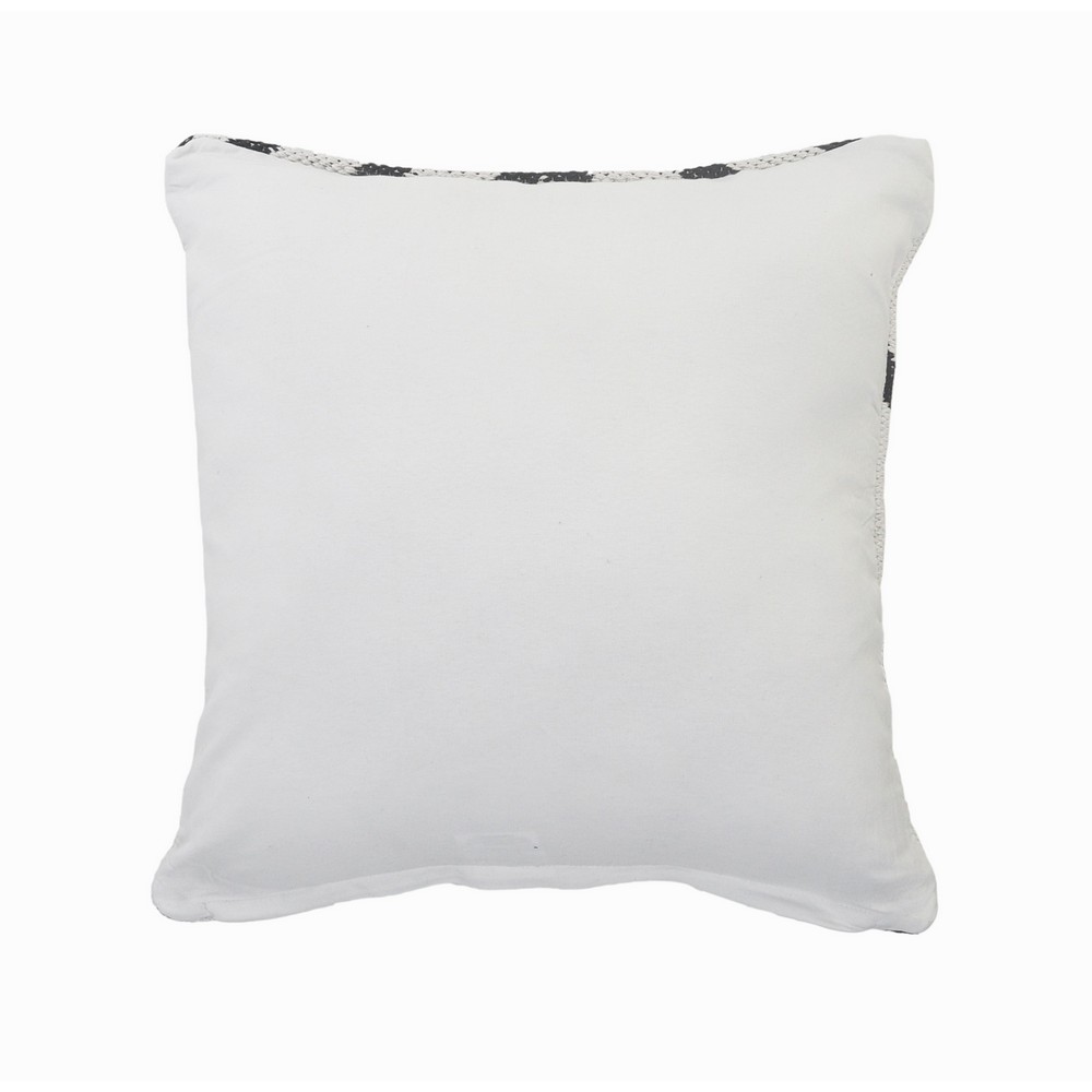 Ox Bay 20" x 20" Hand-Woven White/ Black Geometric Organic Cotton Pillow Cover