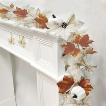 Boovnll 5.8Ft Fall Garland, Artificial Maple Leaves Garlands Hanging Fall Leaves Garland for Thanksgiving Halloween Indoor Outdoor Mantle Party Decor, Fall Decorations for Home