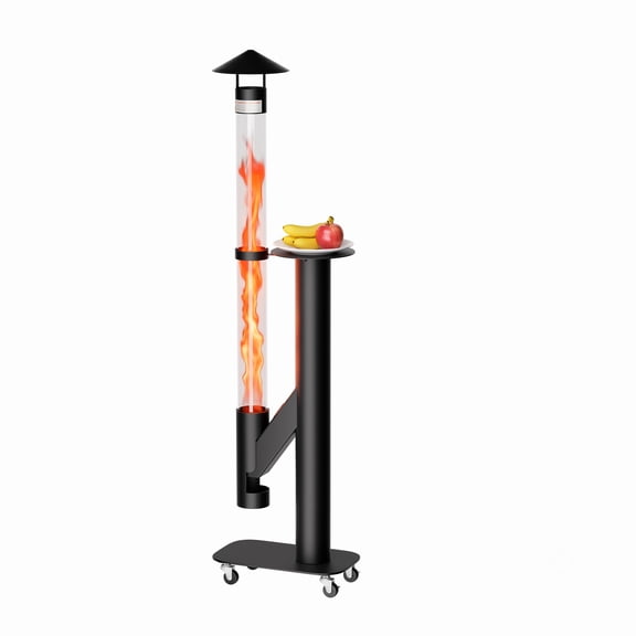 FICISOG Patio Heater with Wheels, 71.2" H Outdoor Smokeless Patio Wood Pellet Heater Fire Pits with Thickened Carbon Steel Base - Eco-Friendly Wood Pellets Torch Heater for Backyard, Patio, Camping
