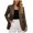 Brown, variant on Fashion Women's Solid Color Long Sleeves Commute Leather Suit Jacket