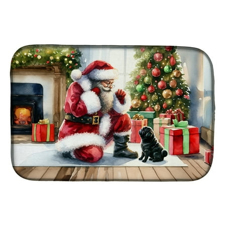 

Black Pug and Santa Claus Dish Drying Mat 14 in x 21 in