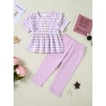 thumbnail image 4 of CARETOO Toddler Girl Casual Clothes Outfits Stripe Tops Pants Cotton Fabric 2pcs 2T 5T Girl Clothing, 4 of 9