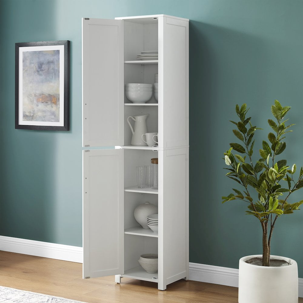 Crosley Furniture Savannah Linen Storage Cabinet, Laundry Room, Bathroom Organizer with Shelves