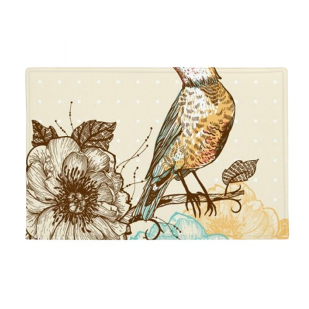 Colorful Pencil Birds Flowes Ground Mat Non Slip Floor Bathroom Door Rug Carpet