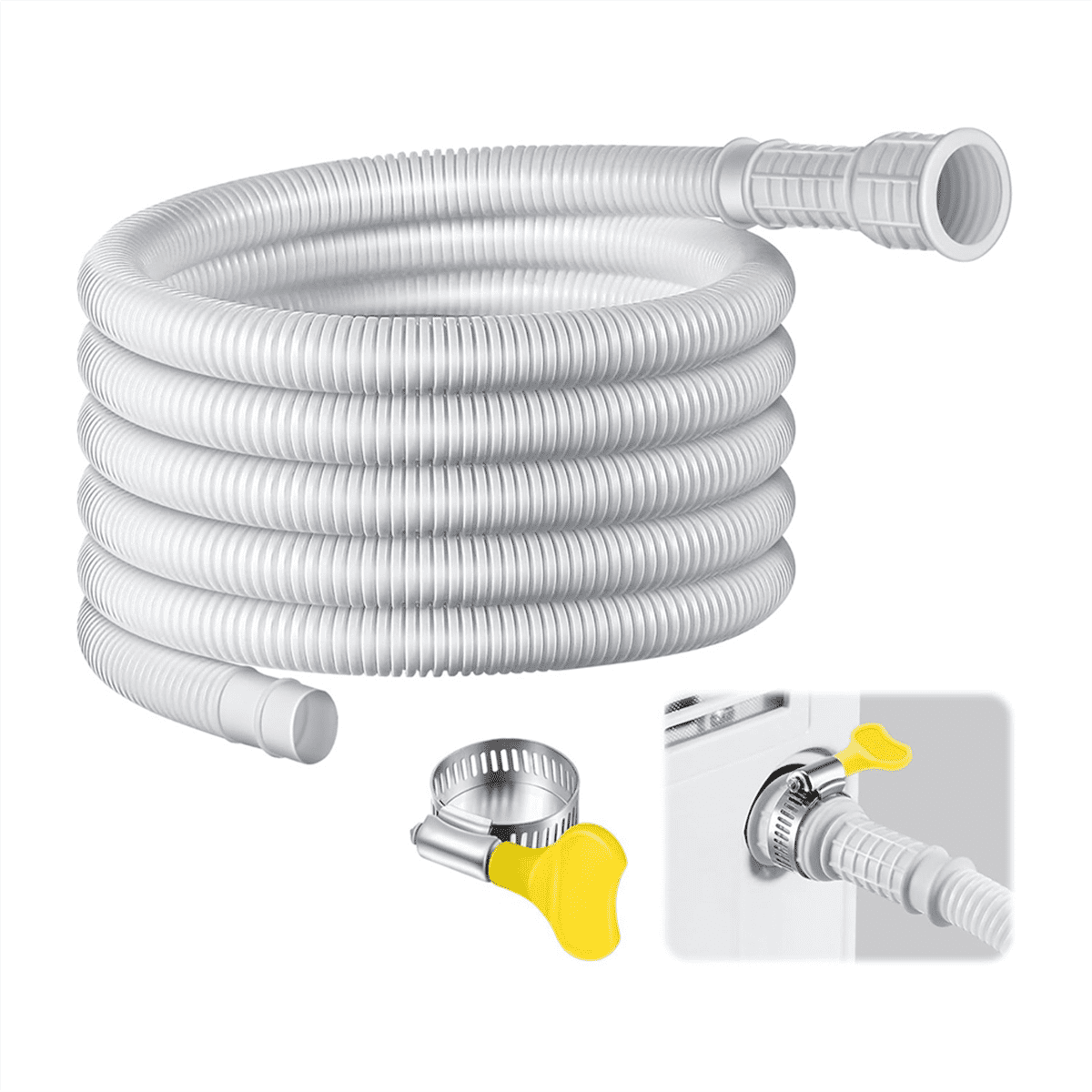 Dehumidifier Drain Hose, 13Ft Flexible Hose with Cuttable Rubber Adapter and Connect Clamp, Replacement