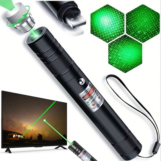 Puntero láser verde de alta potencia recargable vía USB ideal para senderismo presentaciones y uso al aire libre