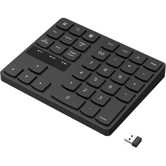 Wireless Number Pad, Numeric Keypad Ultra-Silent Rechargeable 2.4G 35 Keys for Laptop,Desktop,PC, Notebook