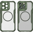 thumbnail image 3 of Case for iPhone 13 Pro,Full-Body Rugged Carbon Fibre Protective Clear Back Hybrid Magnetic with Wireless Charge Shockproof Protector Phone Case for iPhone 13 Pro,6.1 inch 2021 (Green), 3 of 17