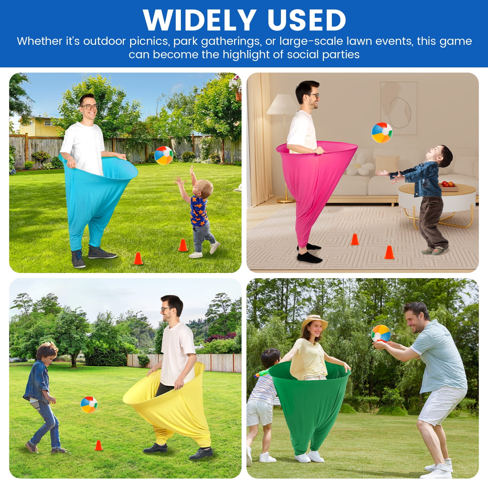 4Pcs Granny Pants Yard Game Set Creative Oversized Pants Tossing Game with 18 Ball and 2 Air Pump for Outdoor Courtyard Party Adults