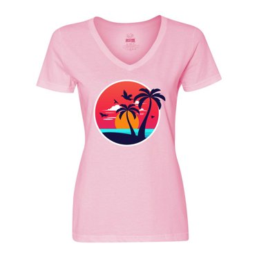 Inktastic Beach Sunset Women's V-Neck T-Shirt