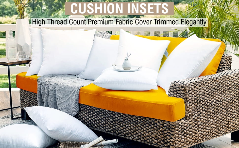 Premium Outdoor Pillow Inserts - Pack of 2 Square Form Water Resistant  Decorative Throw Pillows, Made in USA Couch Sham Cushion Stuffer 12 x 20  inches