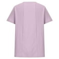 thumbnail image 4 of Huowey Children Tops Solid Color Short Sleeve Classic Round Neck Button Detail Casual For Kids Tops, Light Purple, 5-6 Years, 4 of 4