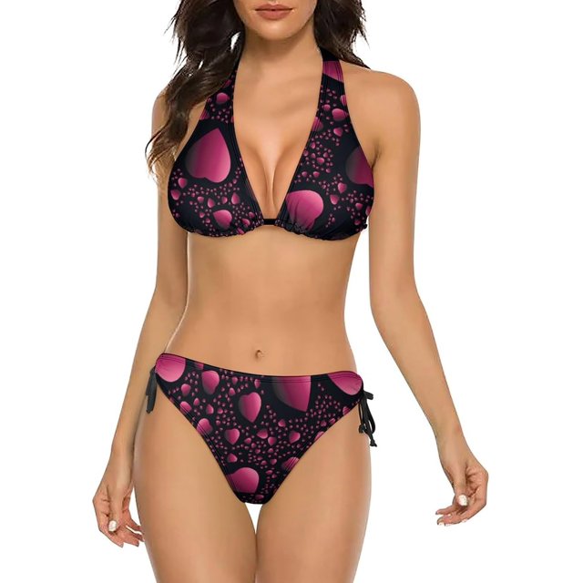 NICKSUN Ensembles de Bikini pour Femmes, Maillots de Bain Deux Pièces Imprimé Mignon Sexy Bikini Rembourré