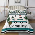 thumbnail image 1 of Erosebridal Camper Coverlet Set Twin, Cartoon RV Car Bedding Set, Happy Camping Decor 2 Pieces, 1 of 5