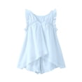 thumbnail image 5 of Likimi 2 Piece Sets For Women Sleeveless V Neck Solid Color Ruffles Loose Fit Top With Shorts Summer Elegant Fashion Outfit Set Blue Size Xl, 5 of 5