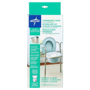 Medline Commode Liner with Absorbent Pad, Fits Standard Commodes, 12 Count