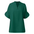 thumbnail image 3 of Summer New Solid Color V Neck Fashion Sleeved Blouse Women Short Sleeve Tops Set Shirt Women Short Sleeve T Shirt Womens Short Sleeve Raglan Tee Juniors Graphic Tops Loose Womens Tops Short Sleeve, 3 of 4