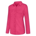 thumbnail image 6 of HOWPAY Dress Shirts for Women Long Sleeve Button down Collared Blouses Tops Solid Color Loose Dressy Casual Lightweight Fall Clothes Hot Pink XXXL, 6 of 9