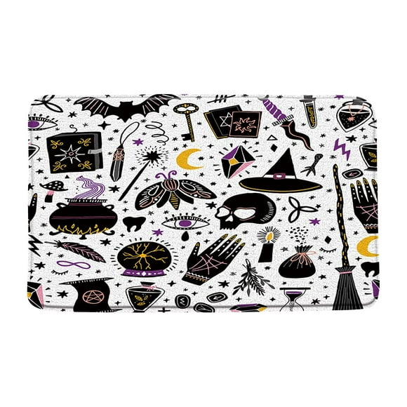 Mystic Moth Gothic Bath Mat - Boho Palmistry Ouija Board Decor Rug, 17.7x29.5 Inch