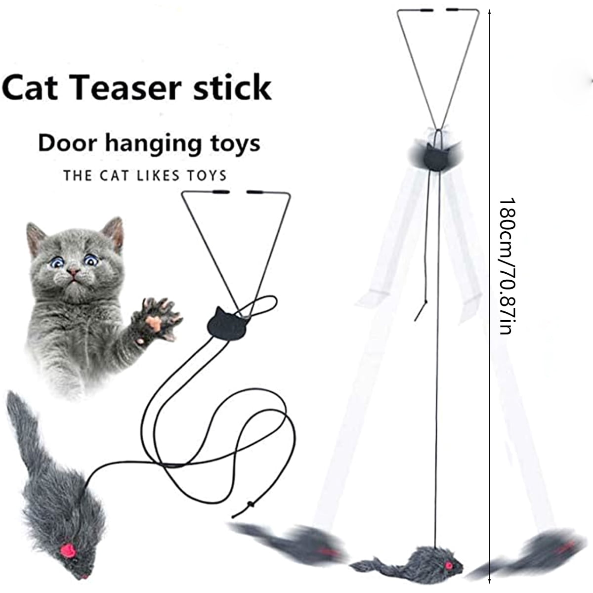  Zheyst Hanging Bungee Cat Door Toy for Indoor Cats Mouse and  Chicken 2 Kinds of Cat Toys 3 Sticky Hooks Interactive Cat Toys for Boredom  and Stimulating for Teaser Play