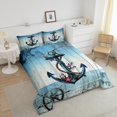 thumbnail image 4 of Erosebridal Vintage Anchor Bedding Set King Teal Aqua Blue Comforter Set, Nautical Themed Duvet Insert Retro Compass Lighthouse Quilt Sets, Coastal Farmhouse Lodge Cabin Bedding Comforters & Sets, 4 of 5