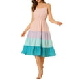 thumbnail image 2 of INSPIRE CHIC Vestido Midi de Verano para Mujer con Tirantes Ajustables y Escote en V, Vestido Boho de Fiesta y Playa, Maxi Vestido Rosa M, 2 of 6