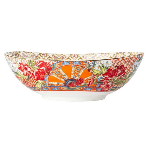 Boho Ceramic Serving Bowls,730ml Porcelain Salad Bowls,Large Handmade Colorful Embossed Bowls Ideal as Chip Bowl, Fruit Bowl