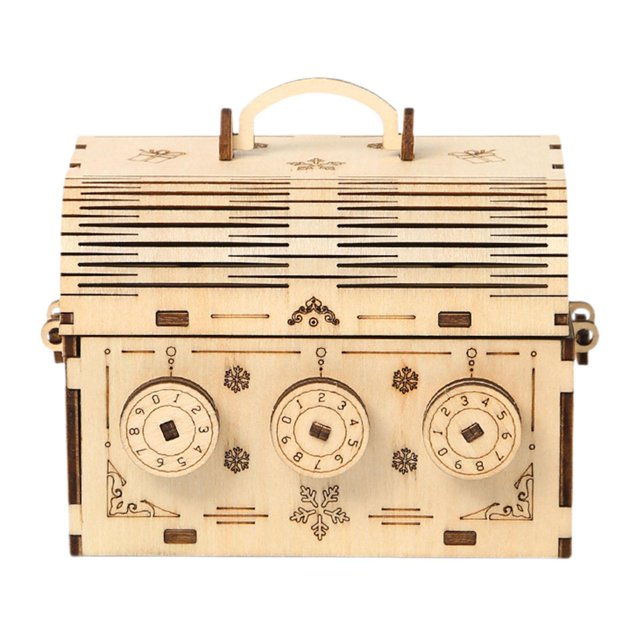 Bunblic Wooden 3D Puzzle Case Treasure Box Model DIY Mechanical Treasure Box Creative Crafts Wooden 3D Model Kits for Gift Home Decor