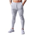 thumbnail image 2 of Pantalones deportivos de moda para hombre, con cordón ajustable, ajustados, elásticos, con cremallera invisible, elásticos, de poliéster y algodón., 2 of 7