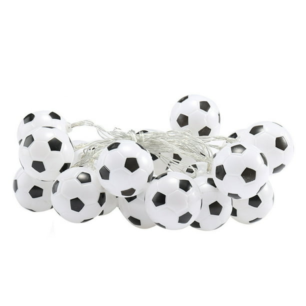 Luces De Cadena De Plástico Guirnalda de luces navideñas con forma de balón de fútbol dorado de 150 cm con luces LED blancas cálidas para decorar el árbol. Funciona con pilas. Una sola pieza. Rkxzt