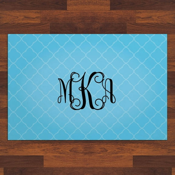 Personalized Modern Monogram Doormat, Blue