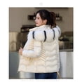 thumbnail image 4 of Women's Winter Down Cotton Parka Shiny Colors Faux Fur Hoodie Warm Slim Fit Quilted Coat, 4 of 4