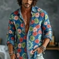 thumbnail image 2 of Men Floral Print Button up Shirts Casual Long Sleeve Slim Fit Blouse with Pocket Lightweight Bohemian Clothes, 2 of 5