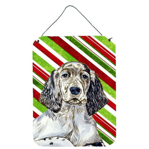 English Setter Candy Cane Holiday Christmas Wall or Door Hanging Prints