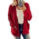 thumbnail image 1 of Abrigo de invierno ZHAOCHENG con bolsillos mullidos y peludos para mujer chaqueta polar cálida manga larga 2XL Rojo, 1 of 2