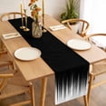thumbnail image 6 of Black White Cotton Linen Table Runner for Dining Kitchen, Modern Geometric Abstract Gradient Striped Wedding Outdoor Party Tablerunners, Dresser Scarf Coffee Tablecloth Runners 13x108 Inches, 6 of 9