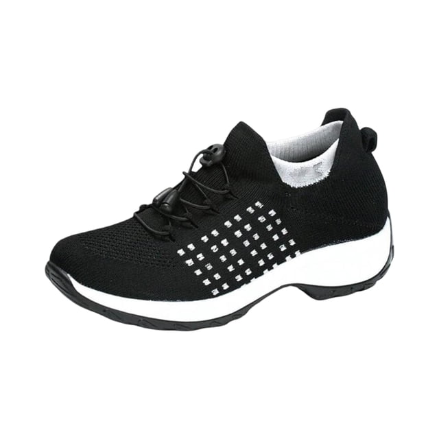 YOUYEDIAN Chaussures Orthopédiques pour Femmes 2026 Robe à Enfiler Antidérapantes Espadrilles en Maille Printemps Marche Confortables Bout Fermé Chaussures avec Soutien de la Voûte Plantaire (Noir)