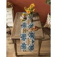 thumbnail image 4 of Navy Blue Brown Burlap Cotton Table Runner 13x60 Inches Long, Tropical Botanical Palm Leaves Vintage Farmhouse Table Runners, Outdoor Dining Tablecloths Decor for Baby Shower/Party/Wedding, 4 of 6