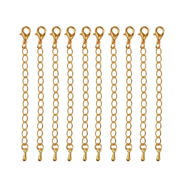 Rongfmy 10 Pieces 70 mm Jewelry Chain Crimp End Caps Beads Lobster Clasps Extended Gold