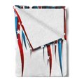 thumbnail image 2 of 4th of July Soft Flannel Fleece Throw Blanket, Independence Day Themed Stars and Swirled Stripes Composition, Cozy Plush for Indoor and Outdoor Use, 50" x 70", Red White and Navy Blue, by Ambesonne, 2 of 5