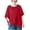Red, variant on HomeGardon Womens Shirts Plus Size Tops for Women,Women's Solid Color Imitation Cotton and Linen Shoulder Down Short Sleeved Round Neck Hem Slit Top,S-XXXXL