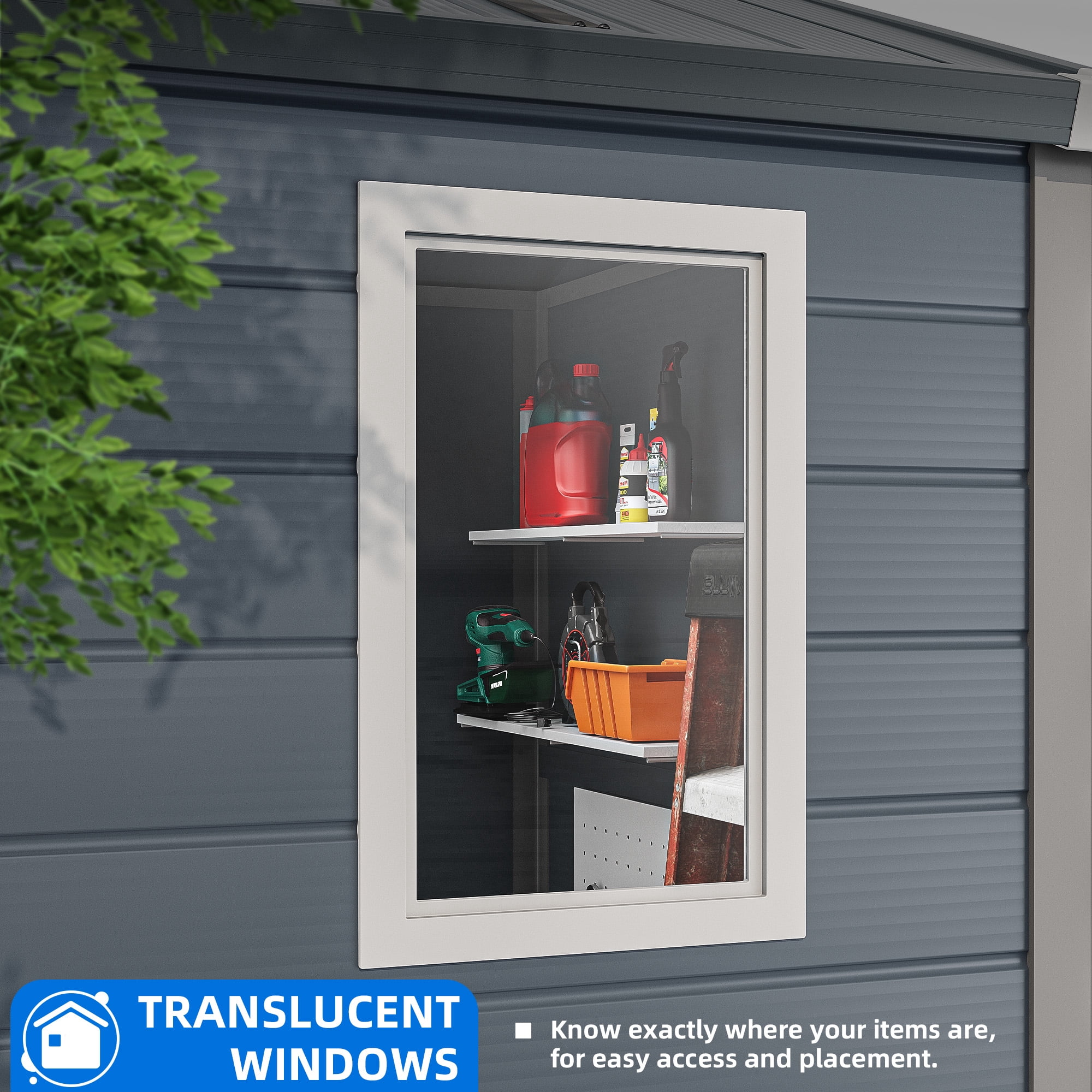 Dextrus 6.3x6.2ft Outdoor Resin Storage Shed with Windows,Vents,and Secure Doors,All-Weather Plastic Storage Unit for Poolside,Lawn,Backyard,and Patio