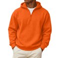 thumbnail image 3 of Sorvello Men's Fleece Big and Tall Hoodie Quarter Zip Fuzzy Sweatshirt Classic Warm Comfy Athletic Work Casual Fall Winter Top for Men Saffron L, 3 of 8